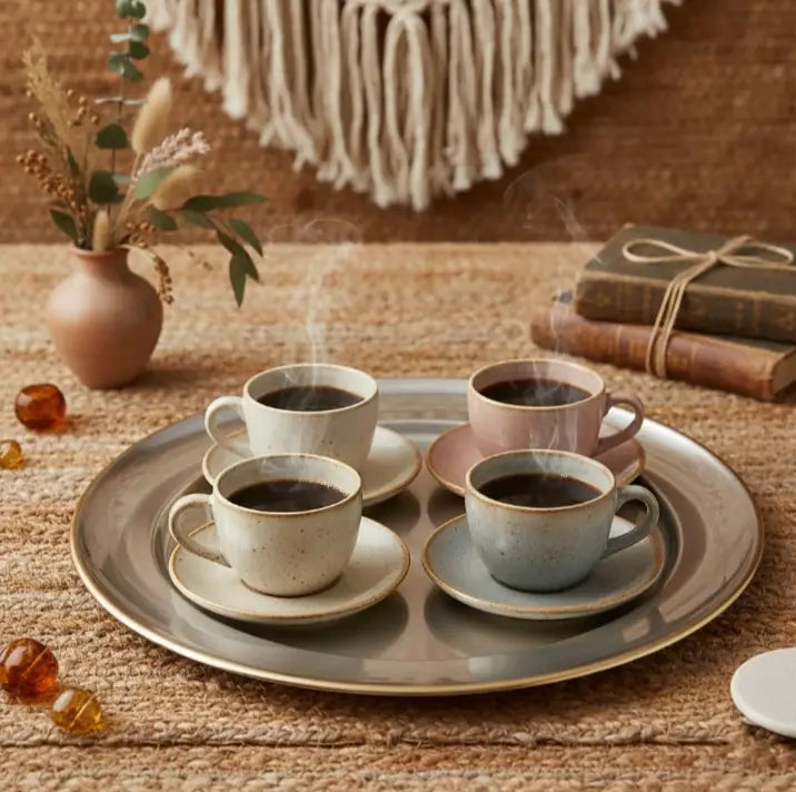 سرڤيس عشاء دائري ستانلس ستيل 18/10 سادة حواف مطلية ذهبي