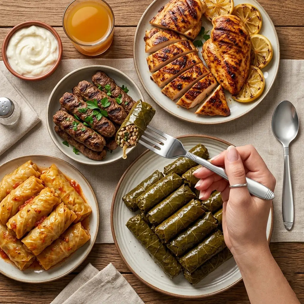 شوك استانلس استيل يد ملساء  مع خطوط محفوره بالليزر فضي