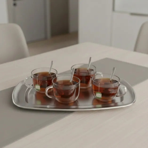 سرڤيس عشاء مستطيل ستانلس ستيل 18/10 سادة